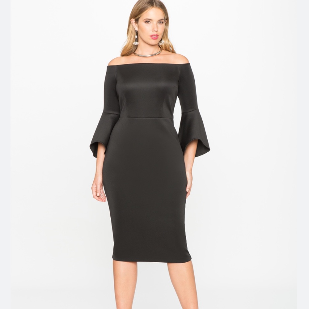 Eloquii Off the Shoulder Flare Sleeve Dress - Picture 3 of 8